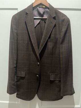 Brooks Brothers Regent 40R Brown Plaid Sport Coat
